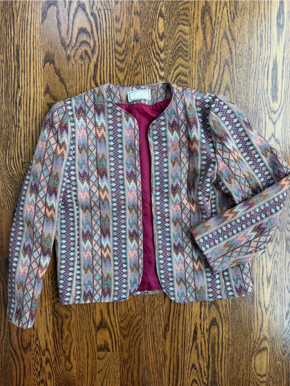 Katelyn Court Bohemian Tapestry Western Retro 90s Women’s Vintage Blazer Jacket